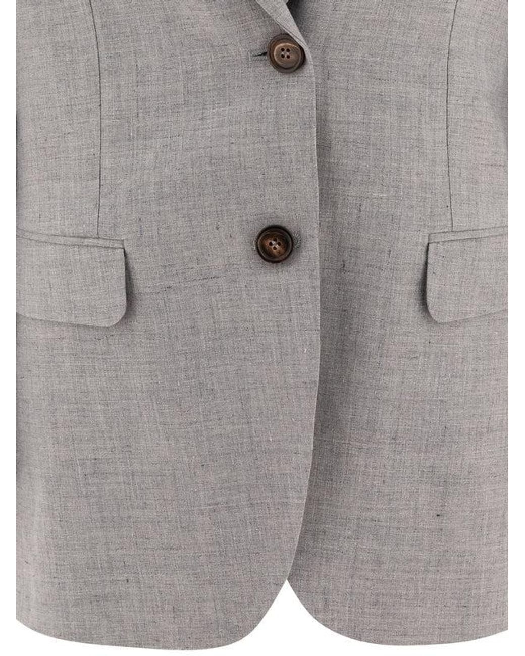 Brunello Cucinelli Gray Light Linen Wool Blazer