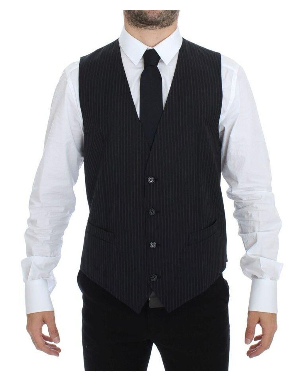 Dolce & Gabbana Gray Stretch Formal Dress Vest Gilet Wool for men