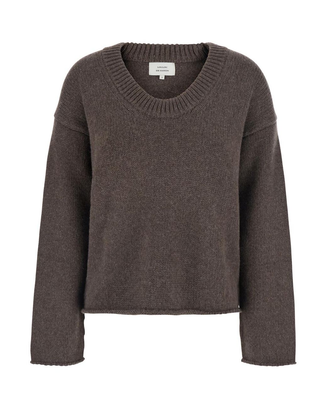 Loulou de Saison Brown U-Neck Sweater Derry Lds Cashmere Tops