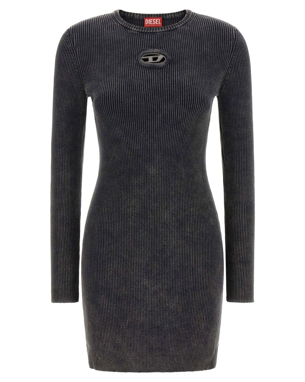 DIESEL Black Ribbed Cotton Mini Dress