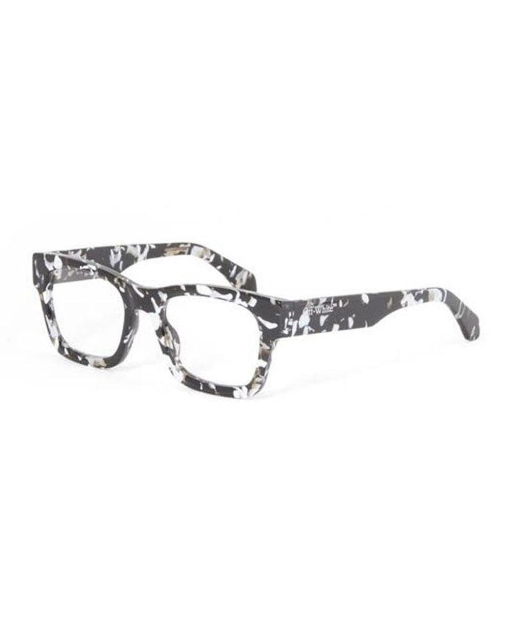 Off-White c/o Virgil Abloh Metallic Eyeglasses Square Full Rim, Havana Frame And Clear Demo Lens Oerj078Style781200