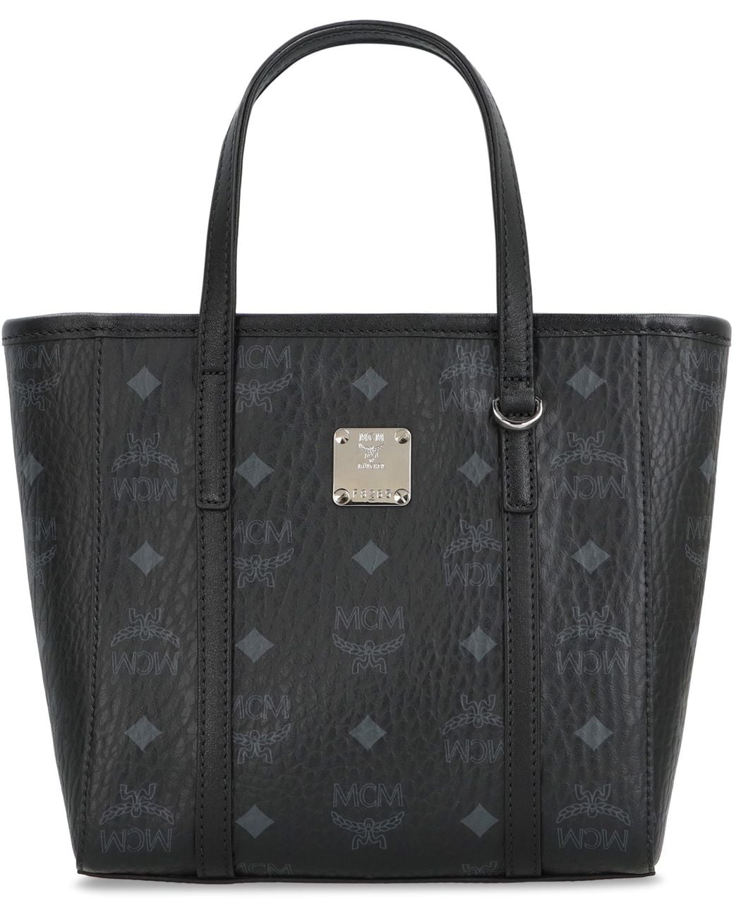 MCM Black Mini Tote Bag Toni Visetos Polyurethane