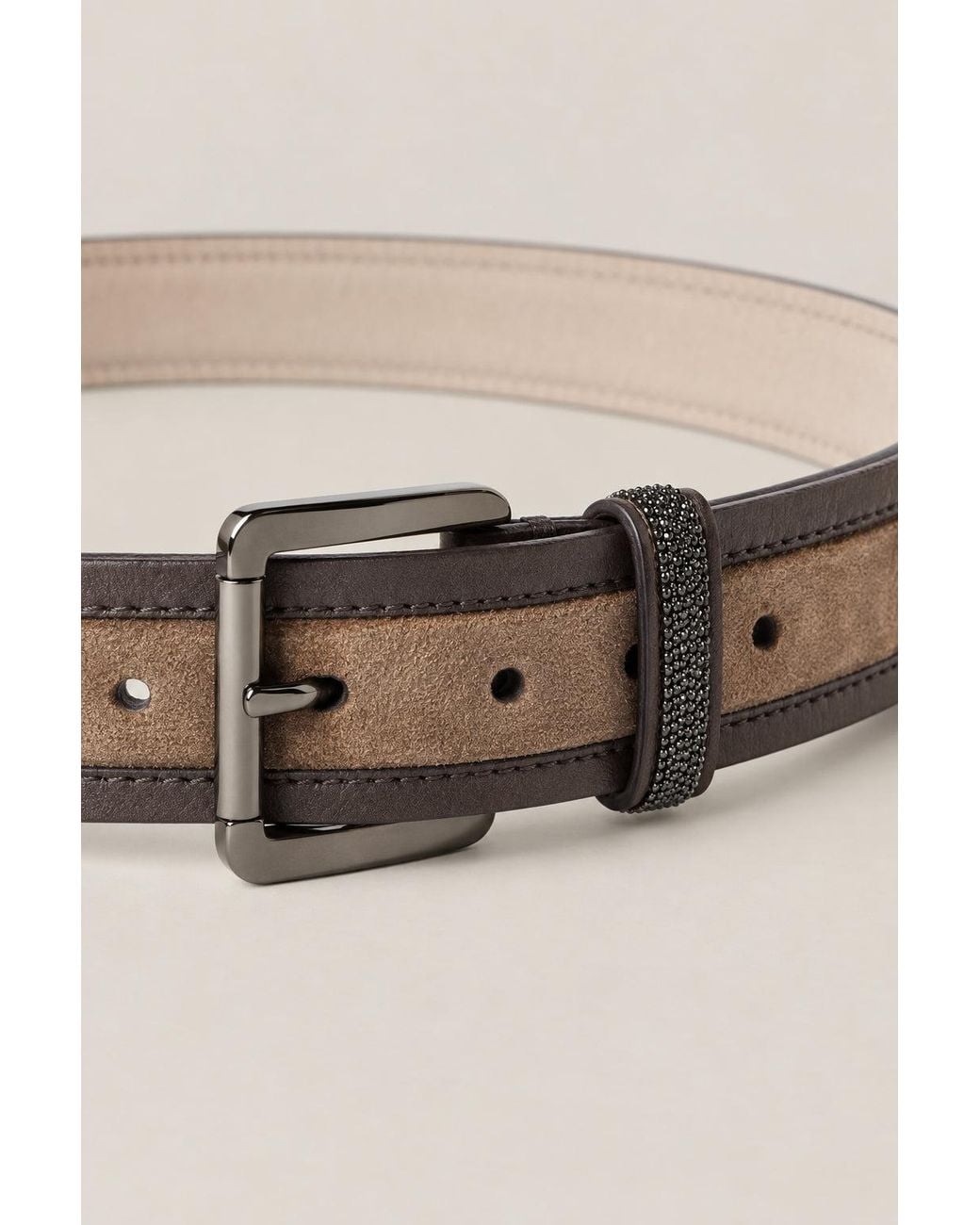 Brunello Cucinelli Natural Leather Suede Belt
