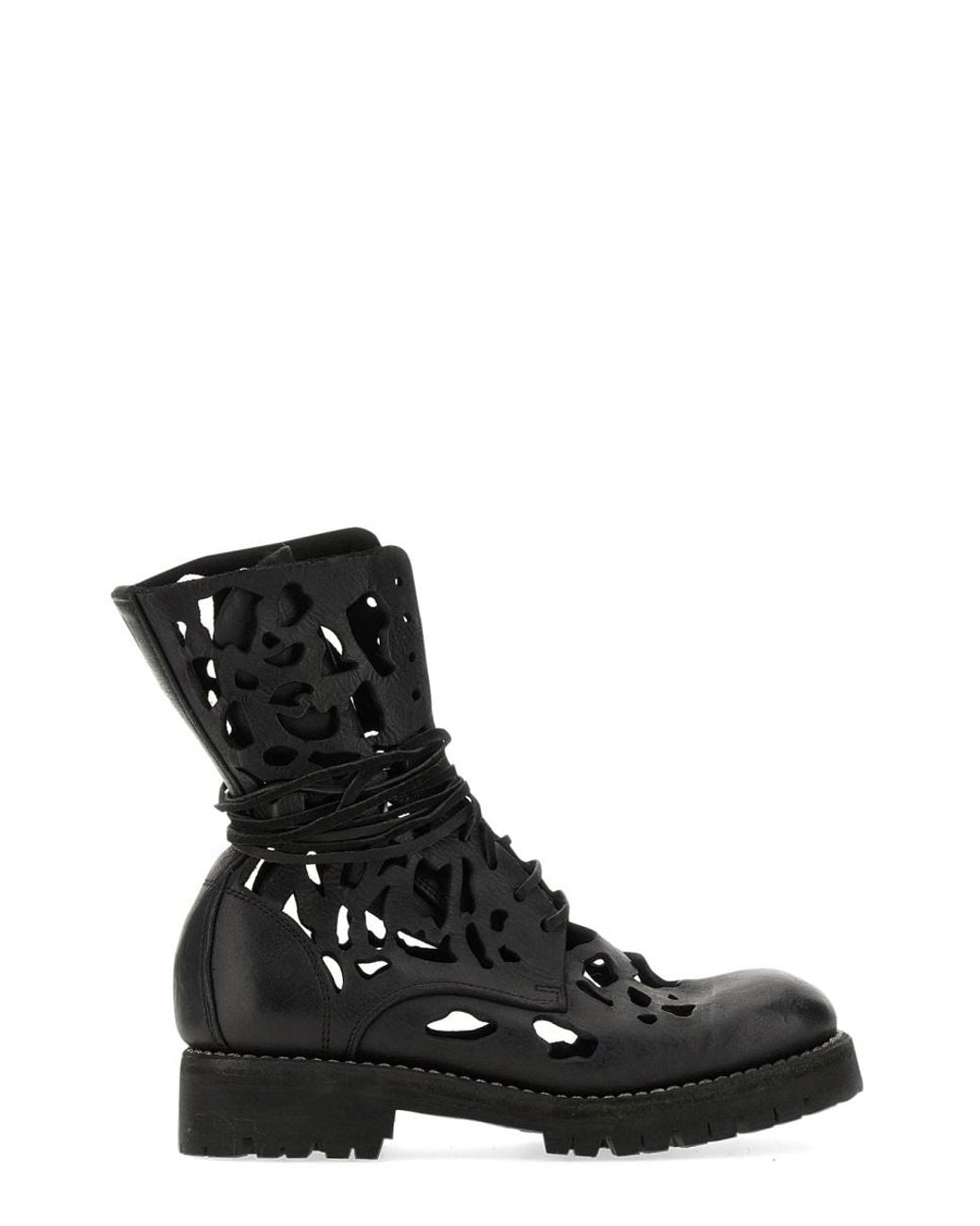 Guidi Black Ankle Boot With Cut Out Details Leather Upper