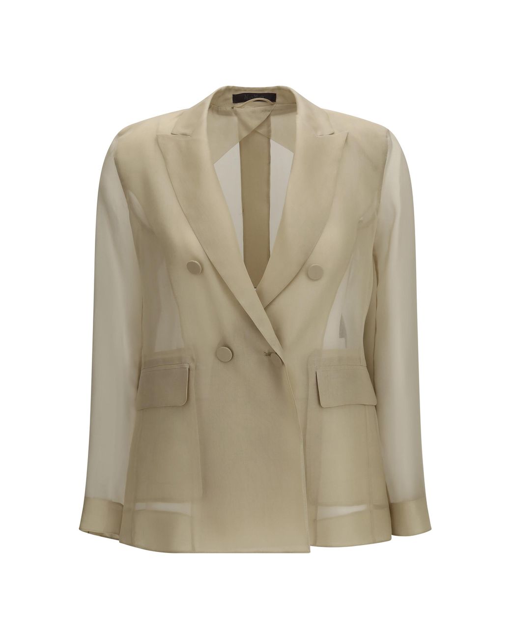 Max Mara Natural Jacket Slogan Silk Organza