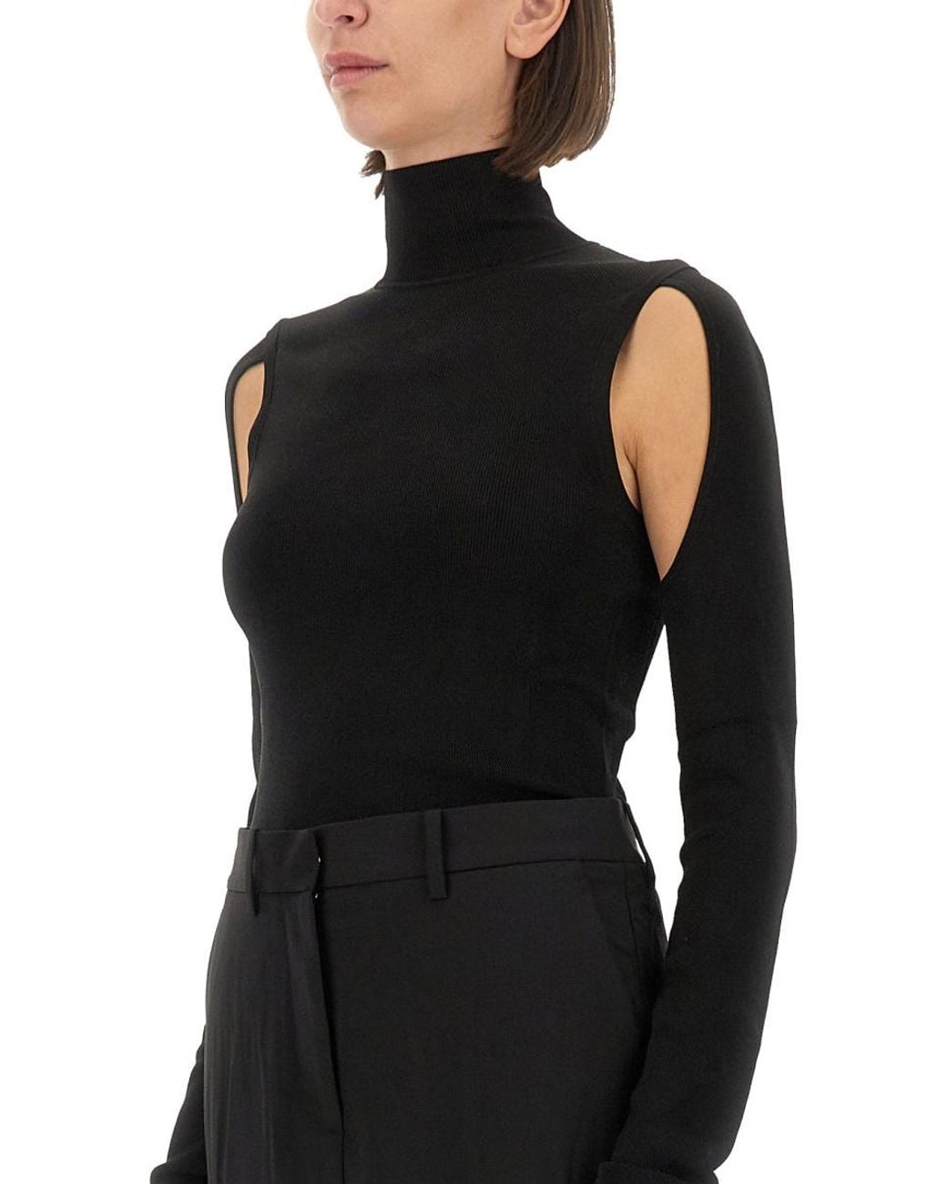 Helmut Lang Black Helmut Lang Viscose Slim Fit Blouse