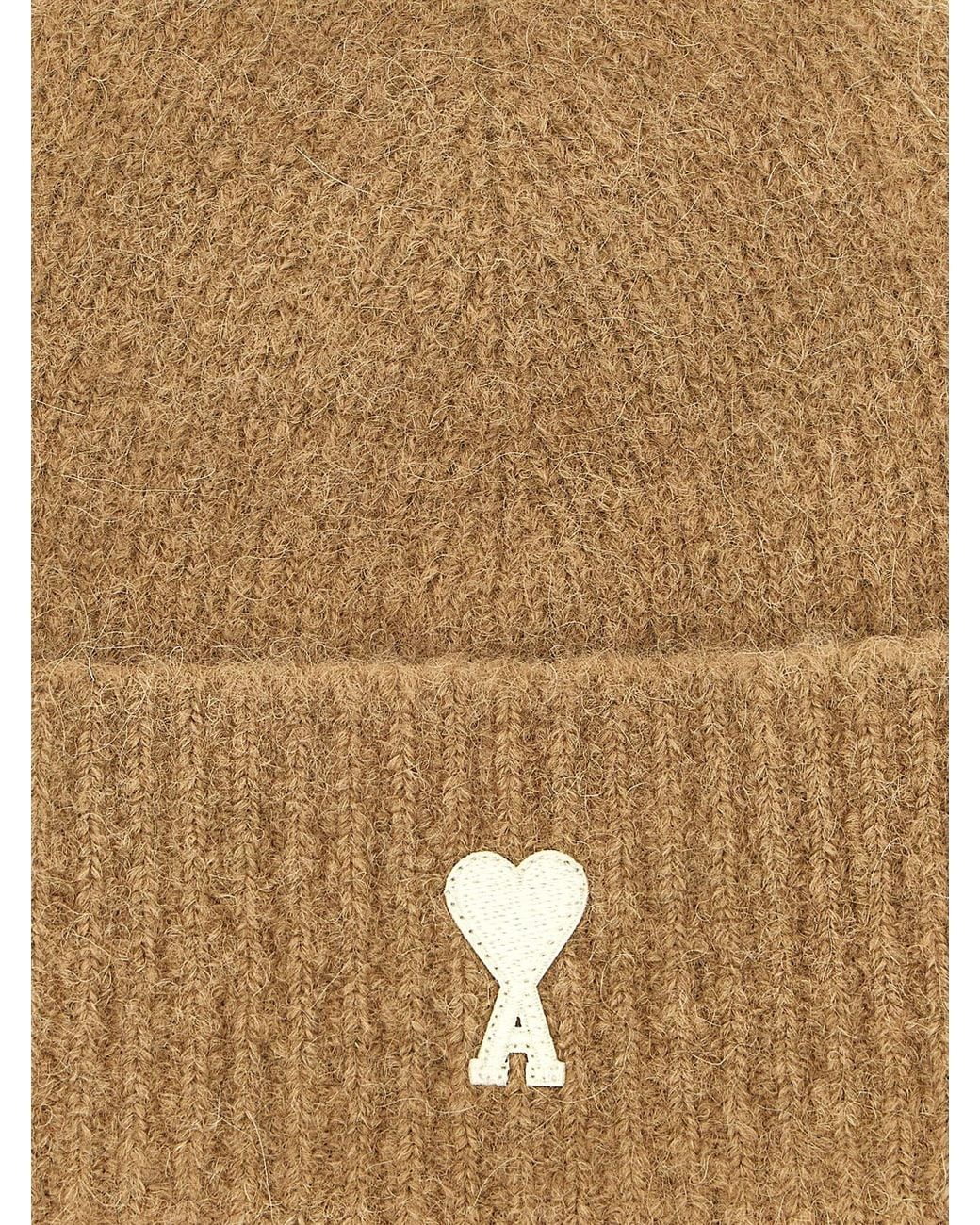 AMI Brown Ami De Cœur Embroidered Beanie