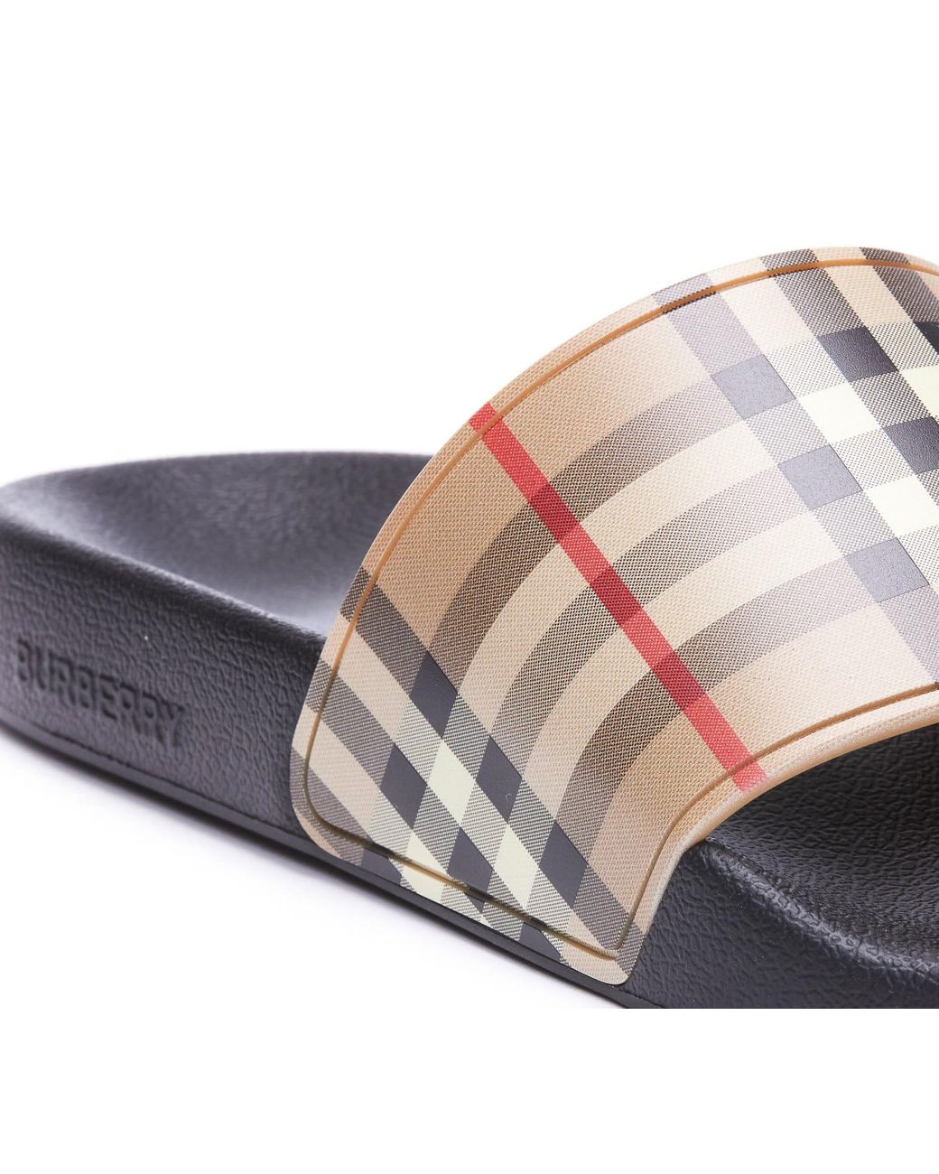 Burberry Vintage Check Print Slide Sandals in Black Lyst