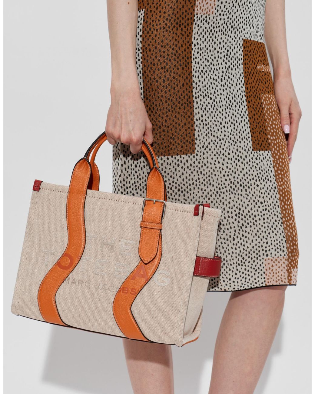 Marc Jacobs Orange The Wavy Canvas Medium Tote Bag