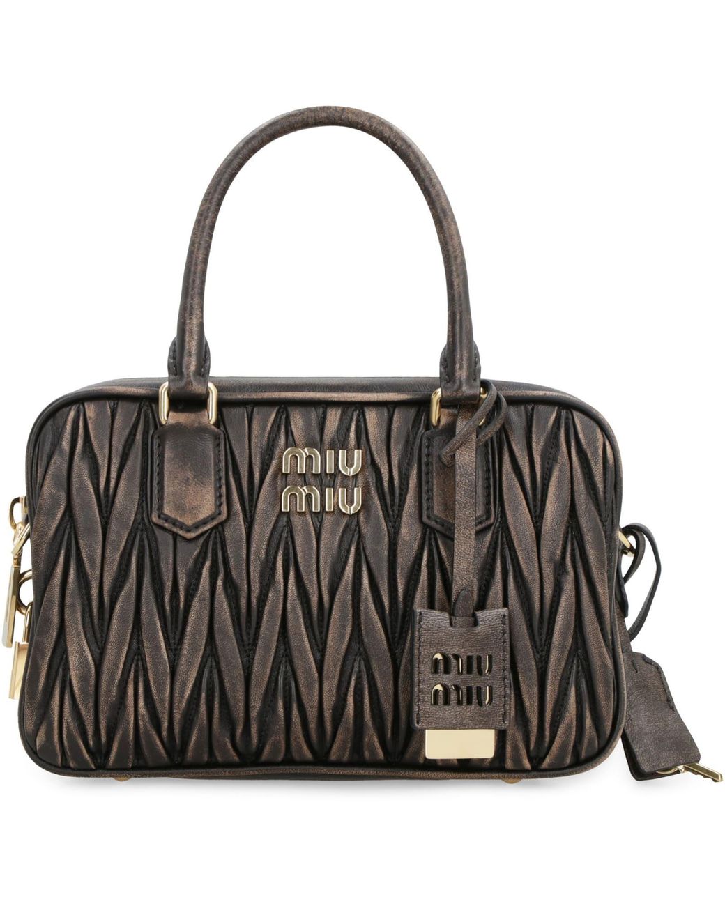 Miu Miu Leather Boston Bag in Black | Lyst UK Miu Miu Leather Boston Bag in Black | Lyst UK