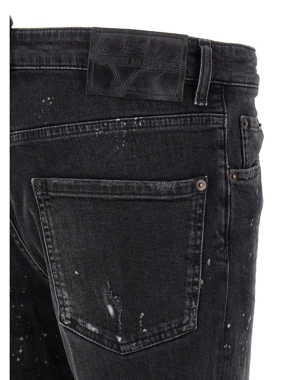 DSquared² Blue Splatter Paint Distressed Jeans for men