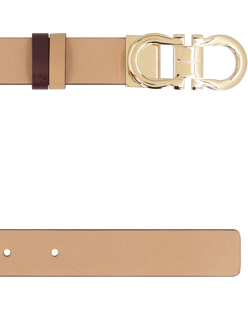Ferragamo Brown Gancini Reversible Leather Belt Calf