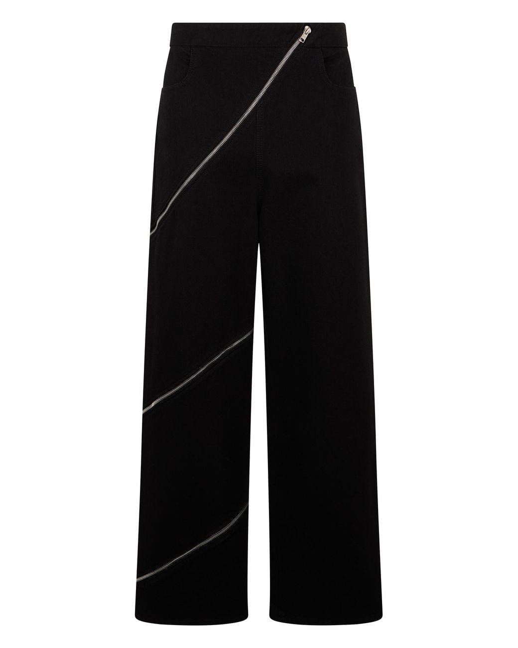 Alaïa Black Wide-Leg Trousers With Zip Detail — Cotton