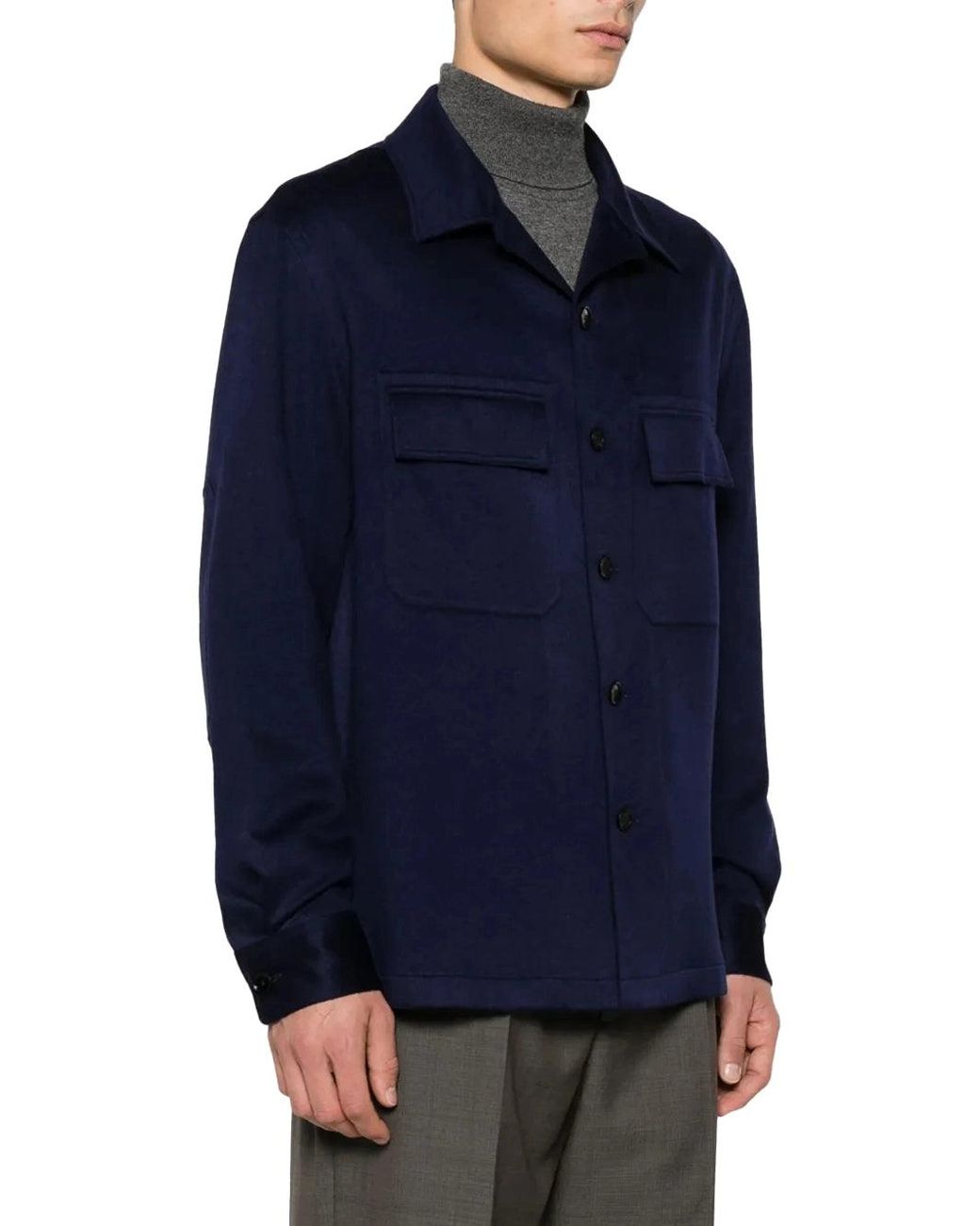 Zegna Blue Oasi Cashmere Alba Overshirt for men