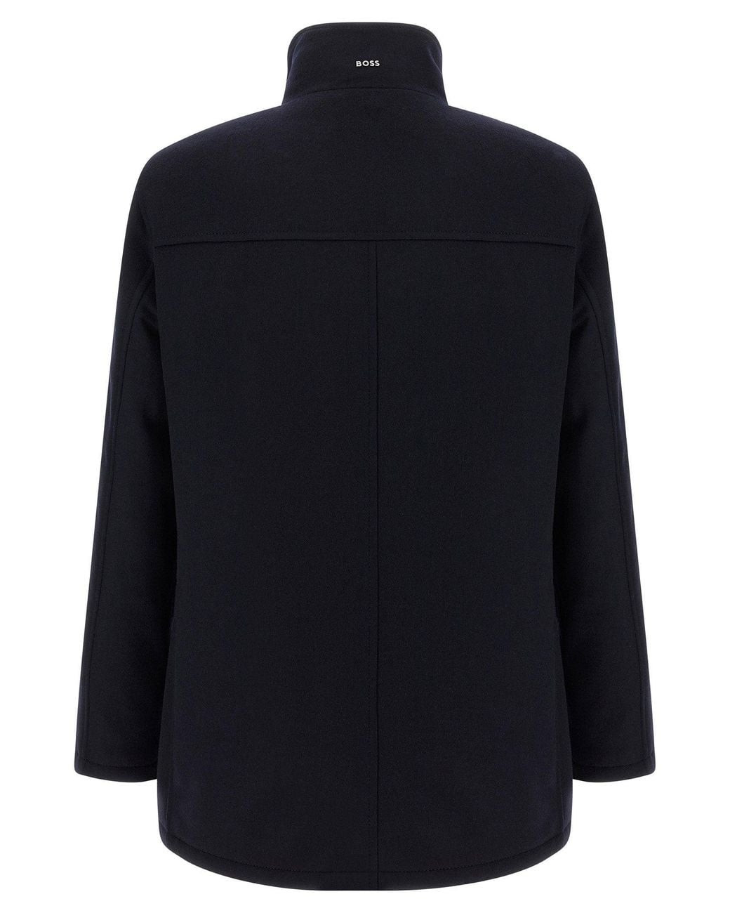 Boss Blue Wool And Cashmere Blend Coat