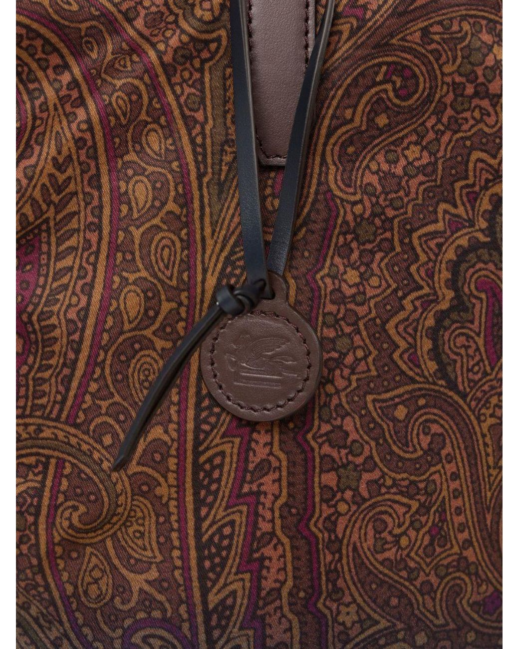 Etro Multicolor Unfold Me Nylon Shopping Bag With Gradient Paisley Pattern And Leather Handles