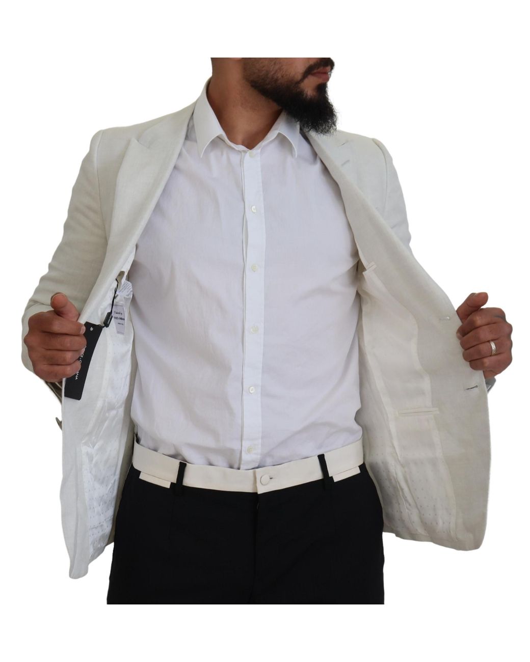Dolce & Gabbana Gray Linen Slim Fit Jacket Blazer Clothing for men