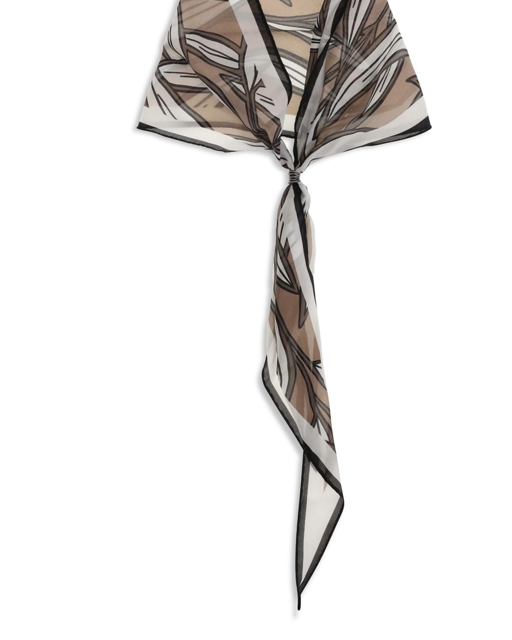 Brunello Cucinelli White Bandeau Silk Tropical Print Hat