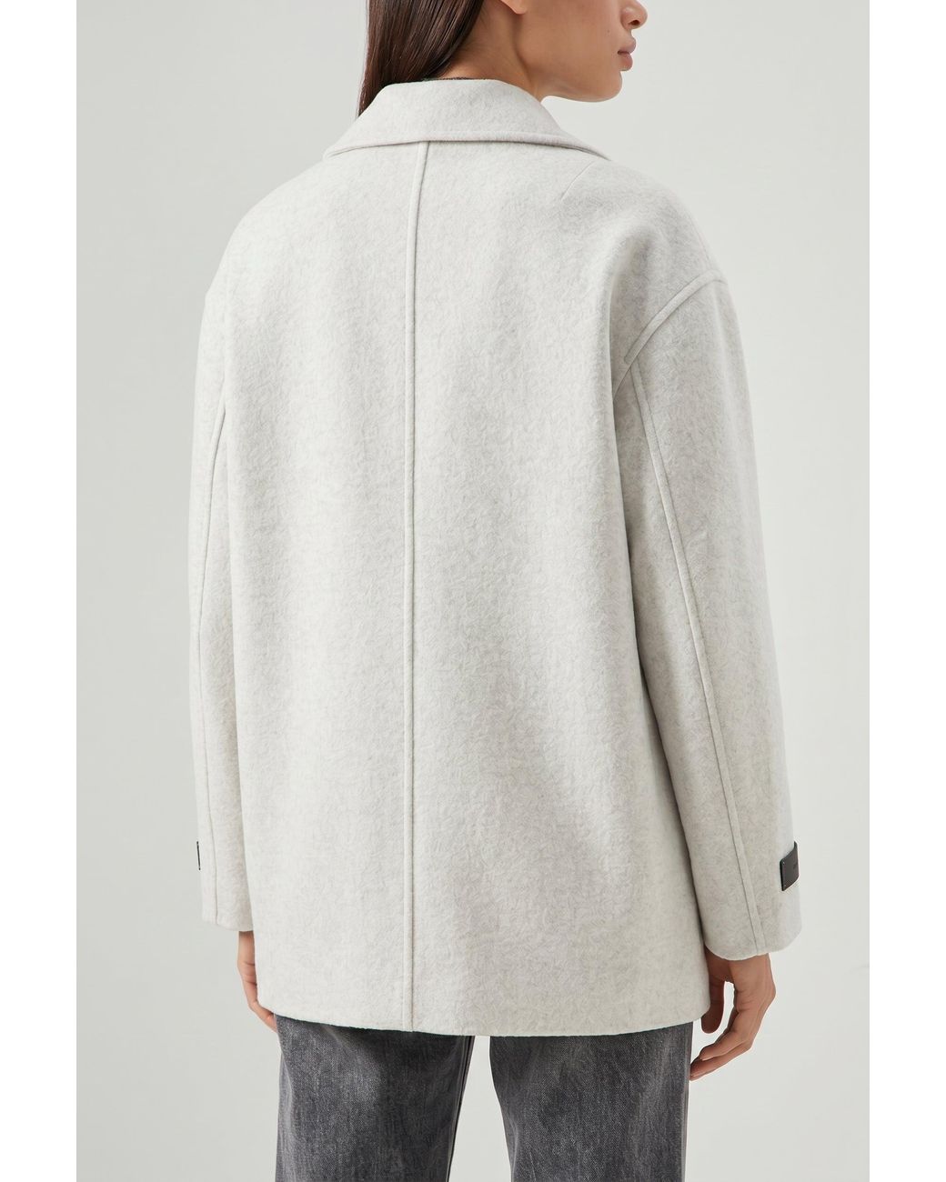 Brunello Cucinelli Natural Marble Double-Breasted Wool Coat