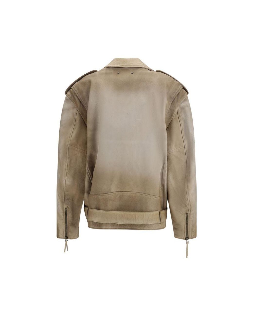 Golden Goose Deluxe Brand Natural Beige Buffalo Leather Biker Jacket
