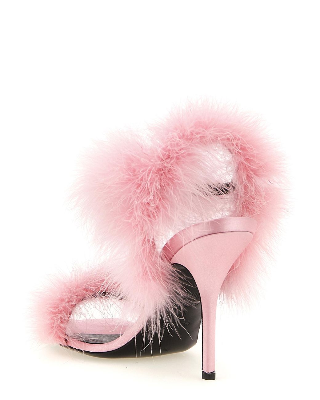 Moschino Pink Satin Sandals And Feathers