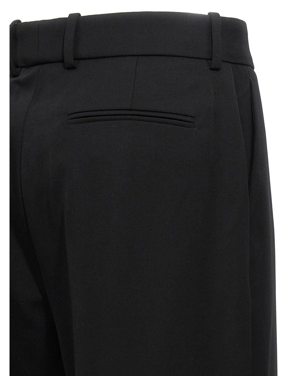 Lanvin Black Wide Leg Wool Trousers With Central Pleat