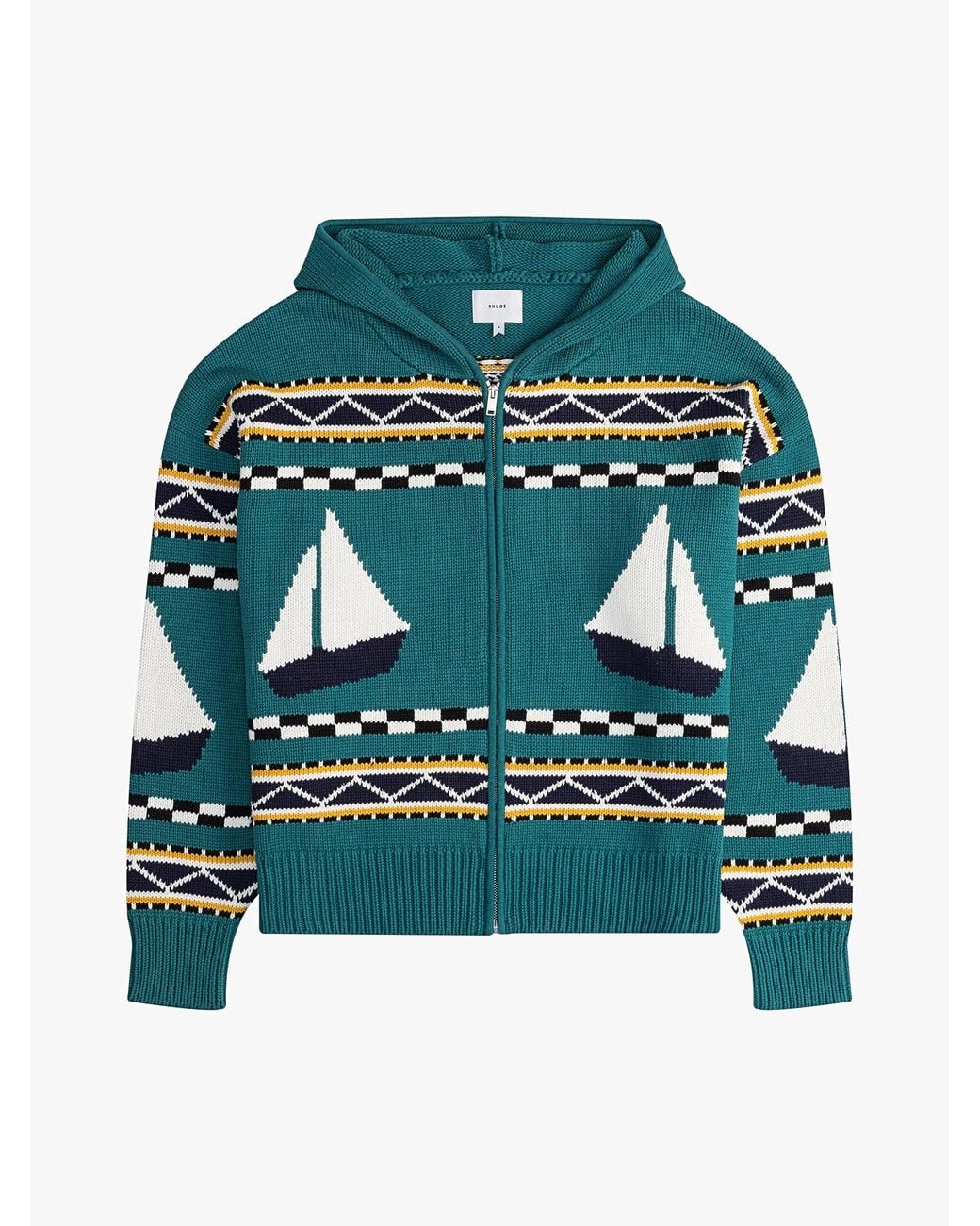 Rhude Green Bateau Knit Zip-Up for men