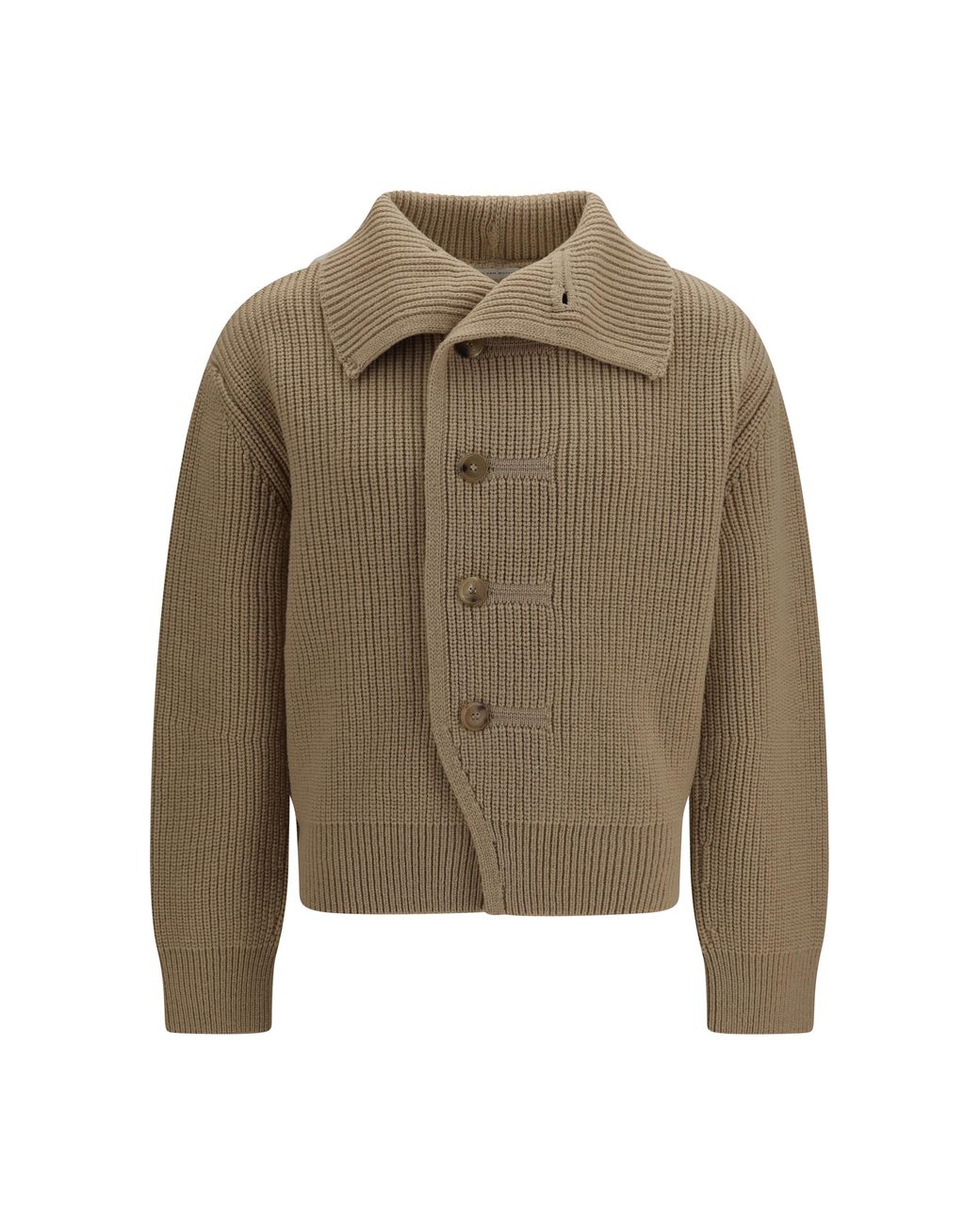 Dries Van Noten Natural Cardigan Merino Wool High-Neck for men