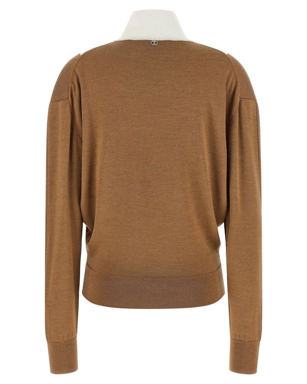 Rabanne Brown Perforated Intarsia Virgin Wool Sweater