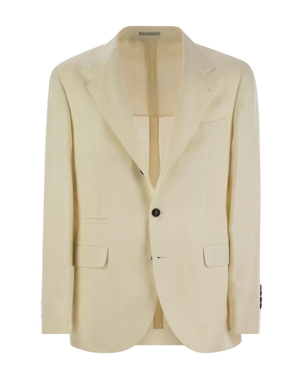 Brunello Cucinelli Natural Cream Linen Wool Blazer for men