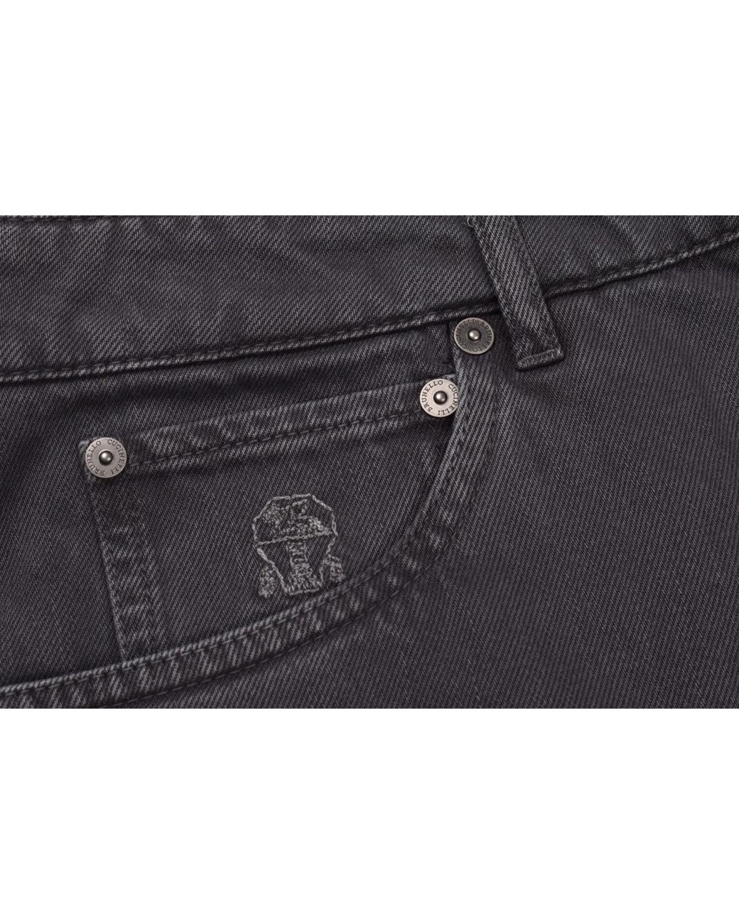 Brunello Cucinelli Gray 100% Cotton 5 Pocket Leisure Fit Denim Pants for men