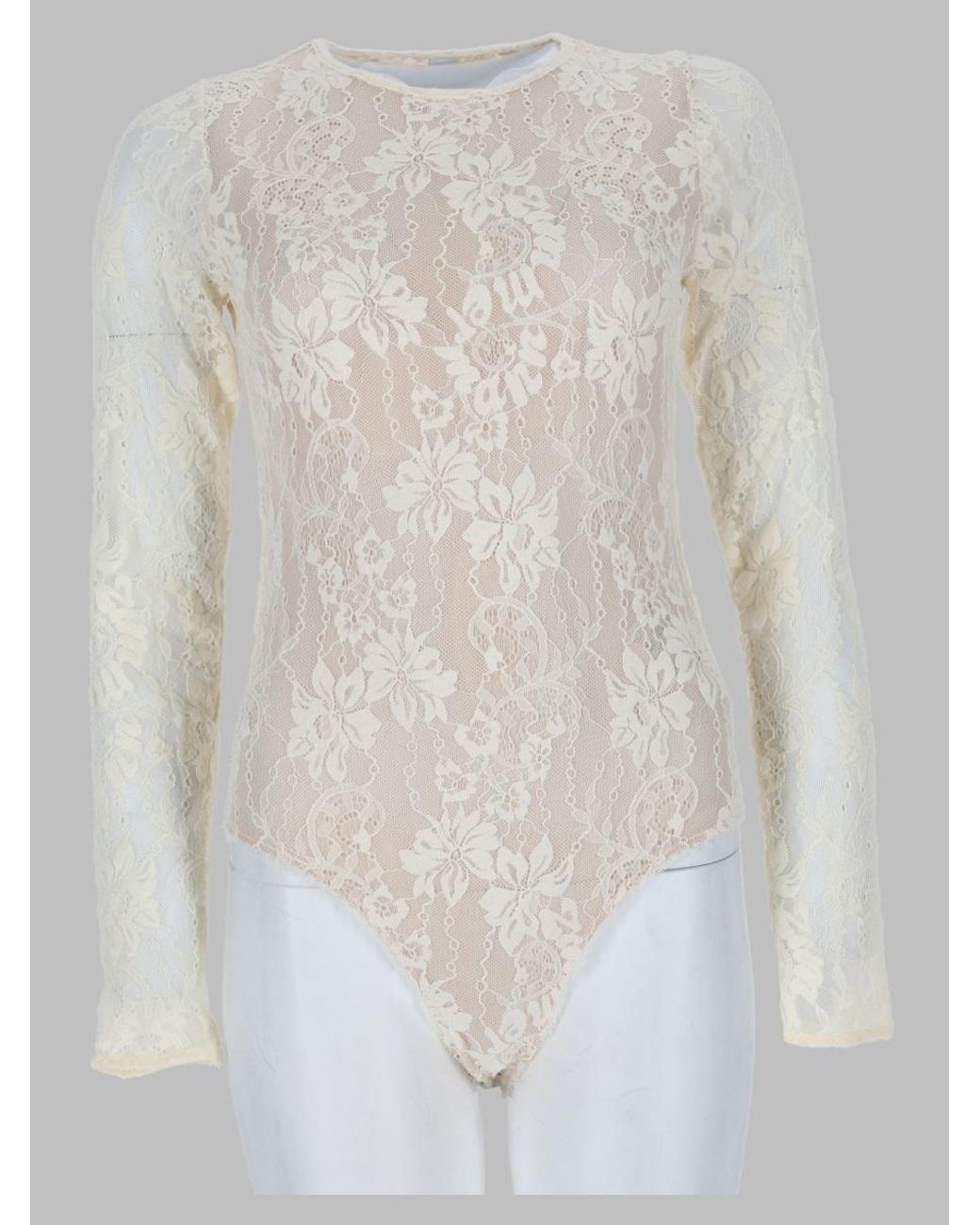 Zimmermann White Lace Bodysuit Polyamide Top