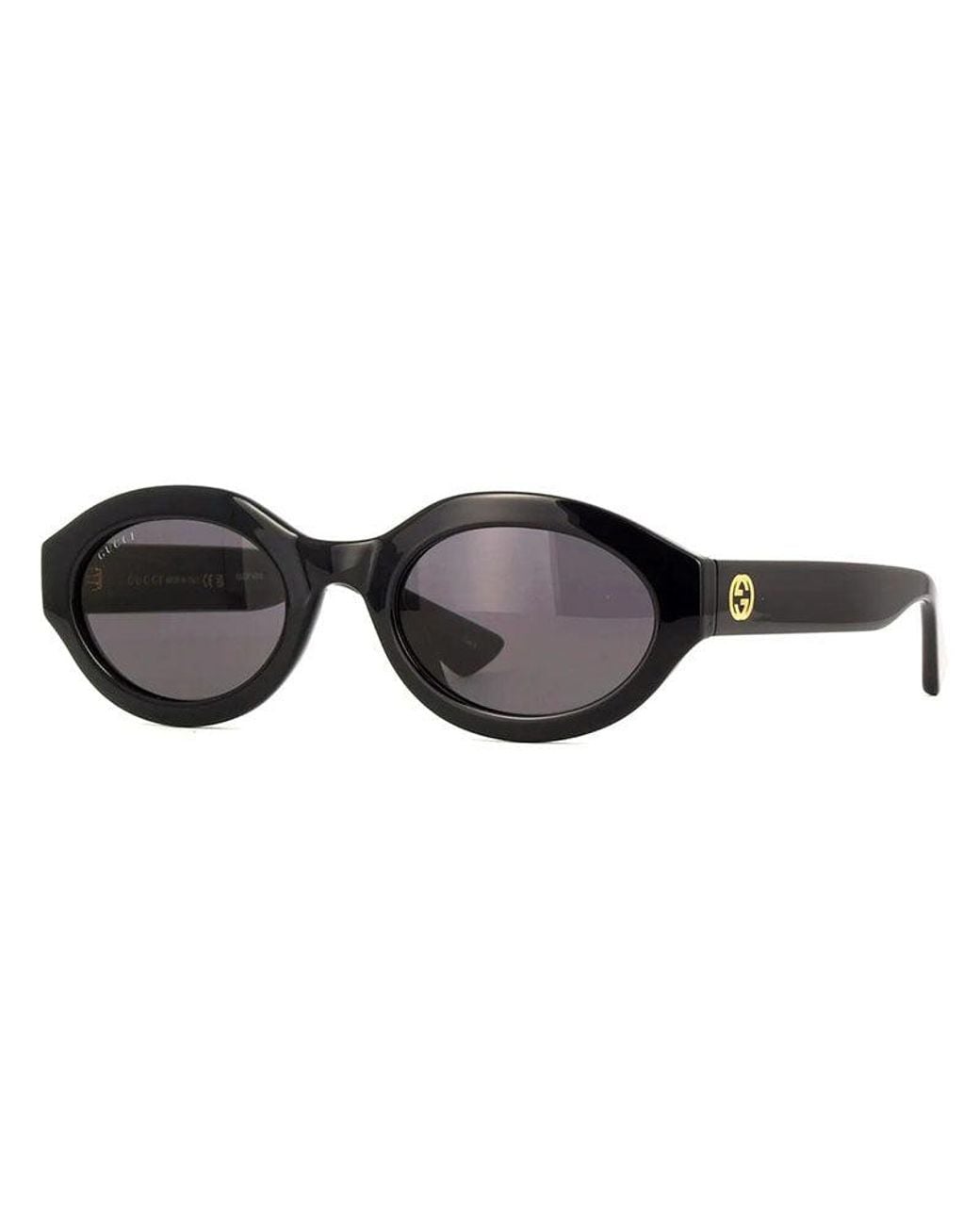 Gucci Black Sunglasses Oval Full Rim, Shiny Frame And Lens Gg1579S001