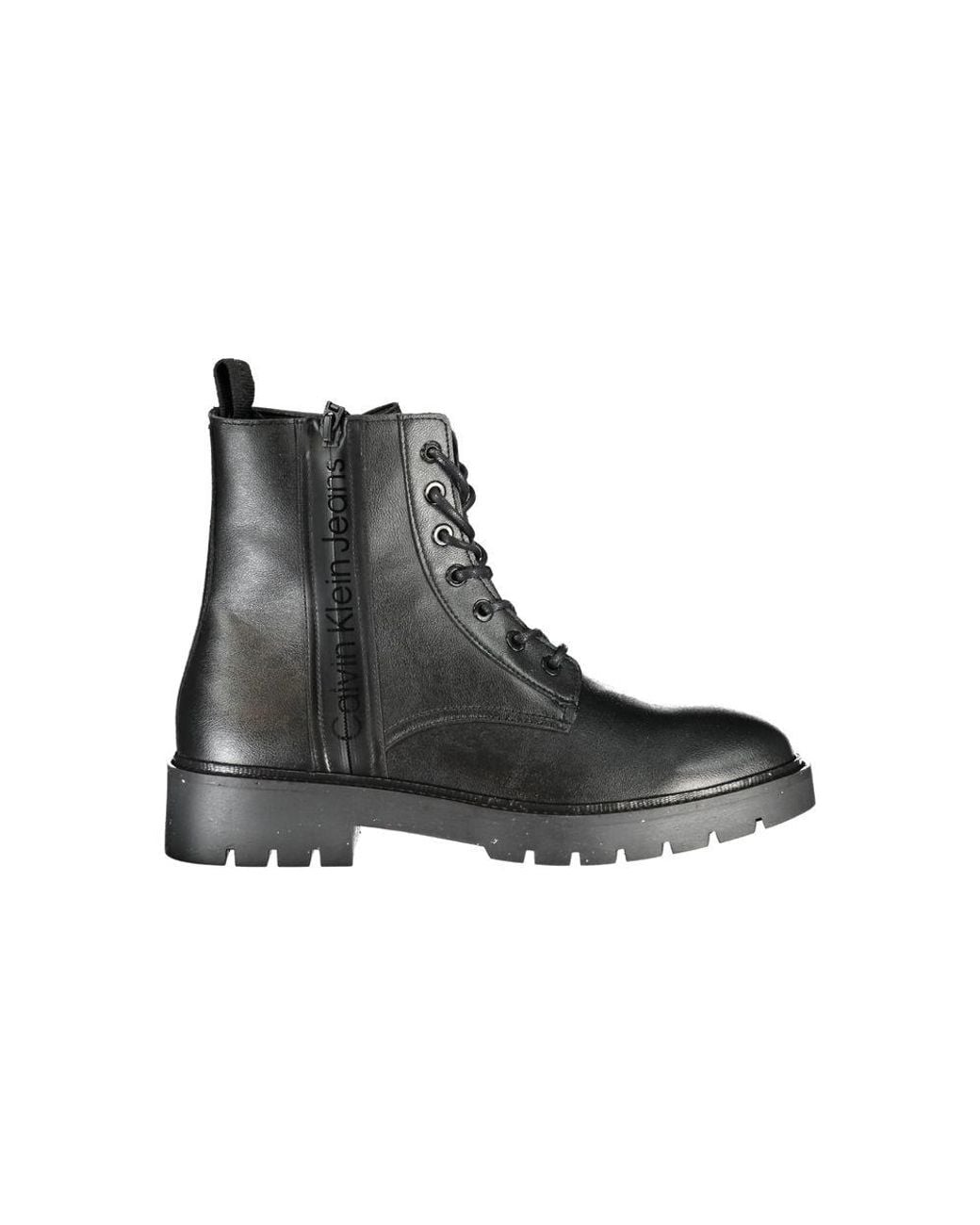 Calvin Klein Black Sleek Ankle Boots With Laces And Zip Detail for men