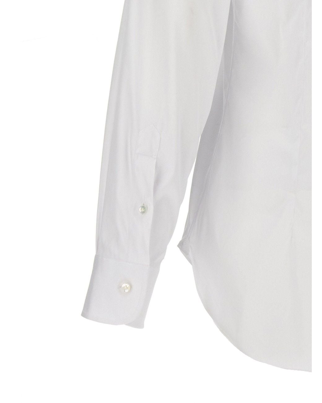Barba Napoli White Stretch Cotton Poplin Shirt