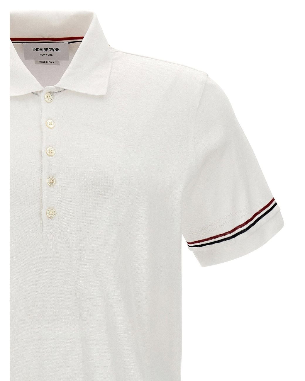 Thom Browne White Rwb Stripe Polo Shirt