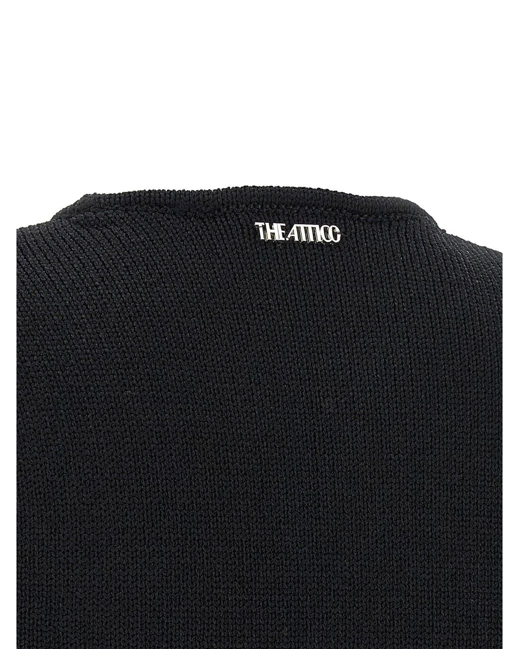 The Attico Black Fringed Knit Dress