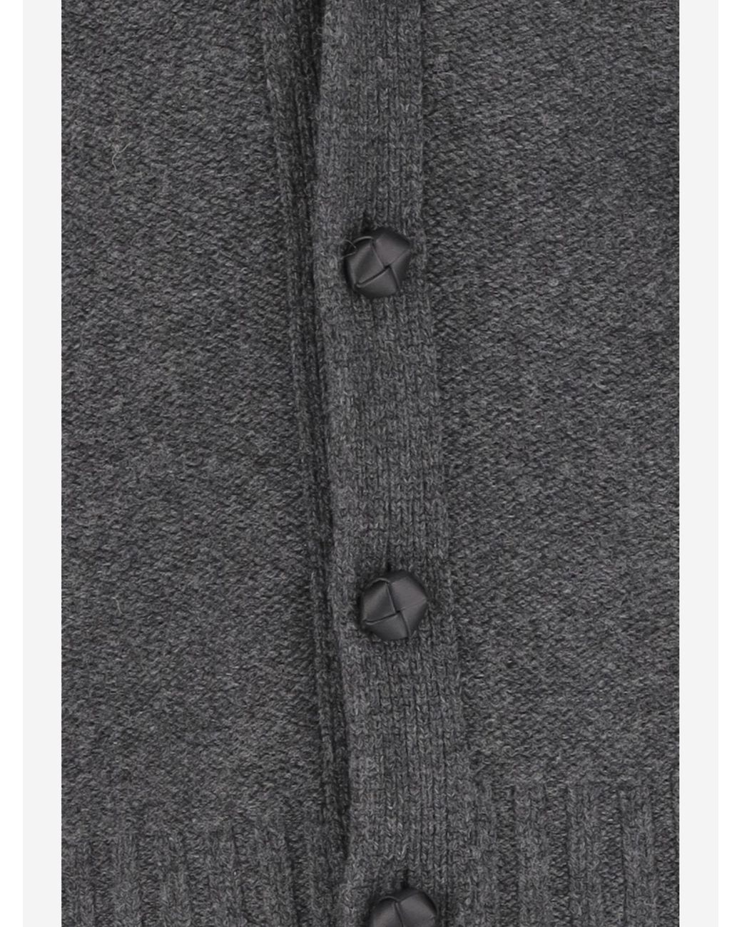 Bottega Veneta Gray Wool V-Neck Cardigan for men