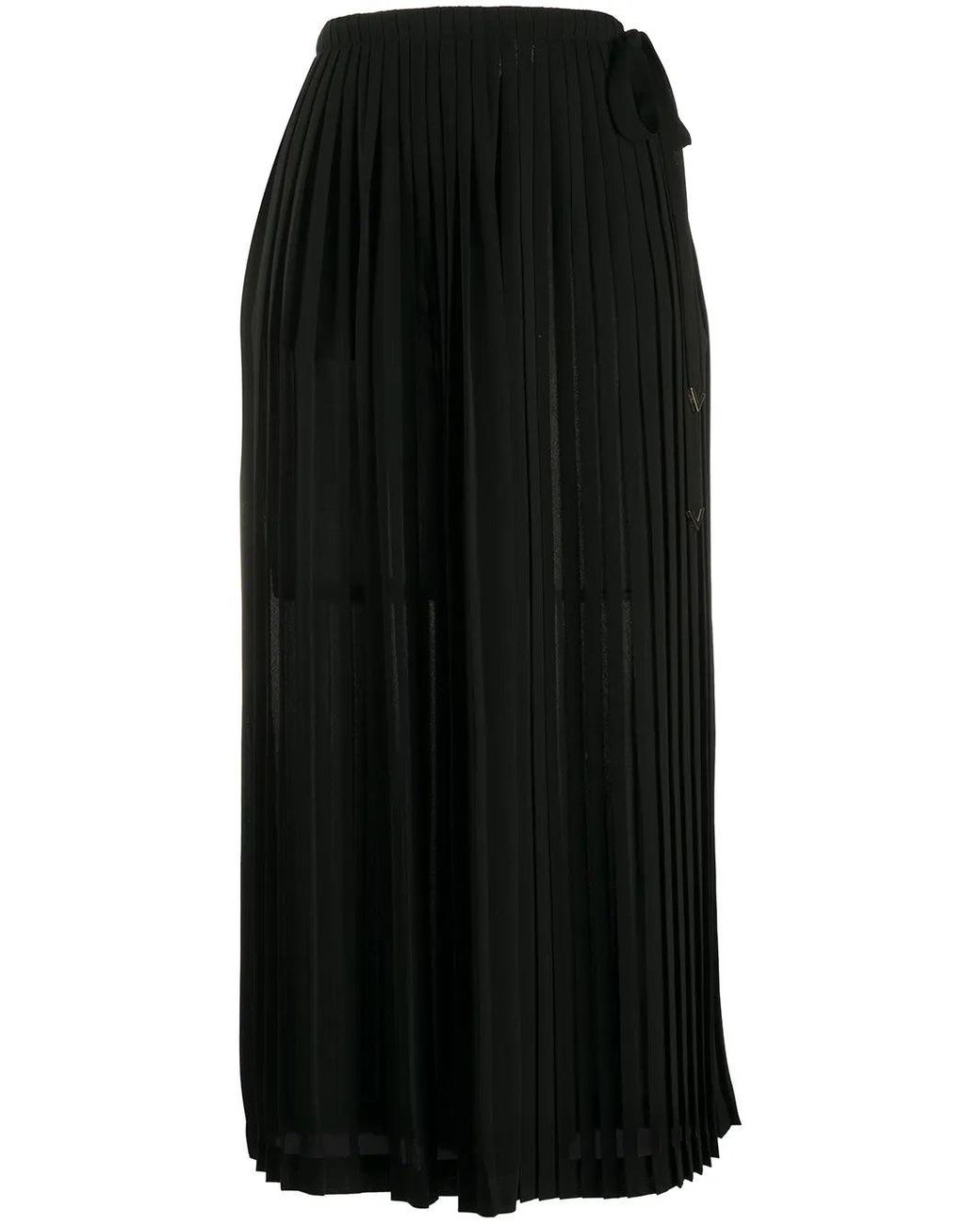 Valentino Black Pleated Midi Skirt