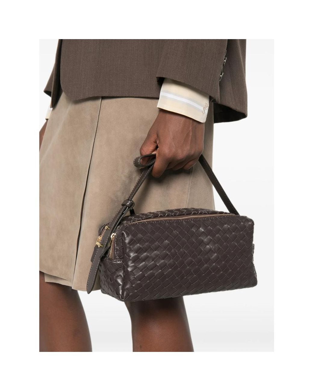 Elleme Black Woven Tote Bag Trousse Leather
