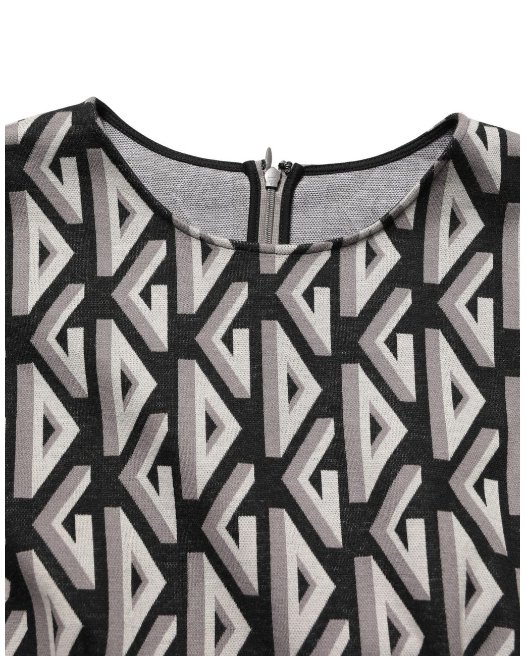 Dolce & Gabbana Black Logo Print Cotton Knee Length Dress
