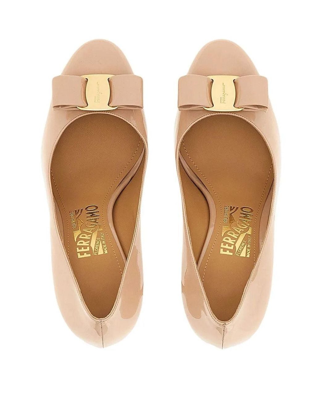 Ferragamo Natural Vara Bow Mid-Heel Pumps