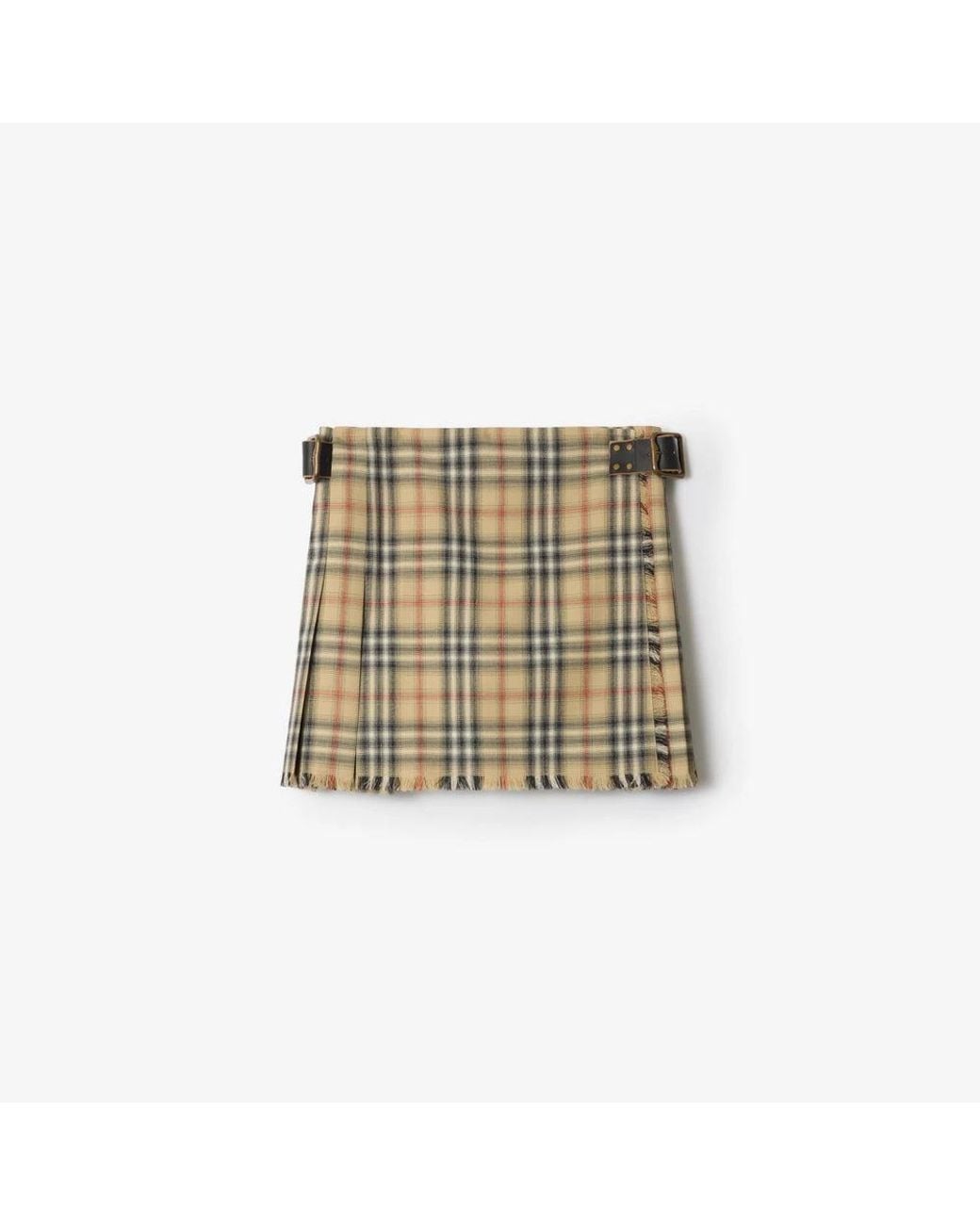 Burberry Natural Burberry Checked Cotton Skirt