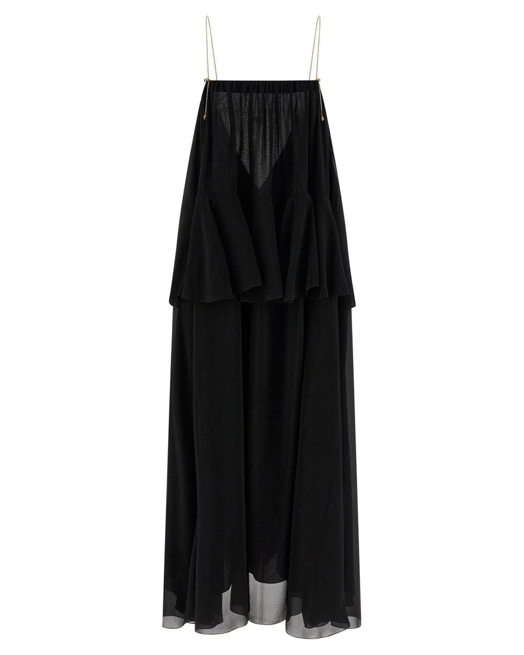 Circular Ruffle Fashion Chloé Silk Chiffon Ruffled Dress in Black | Lyst