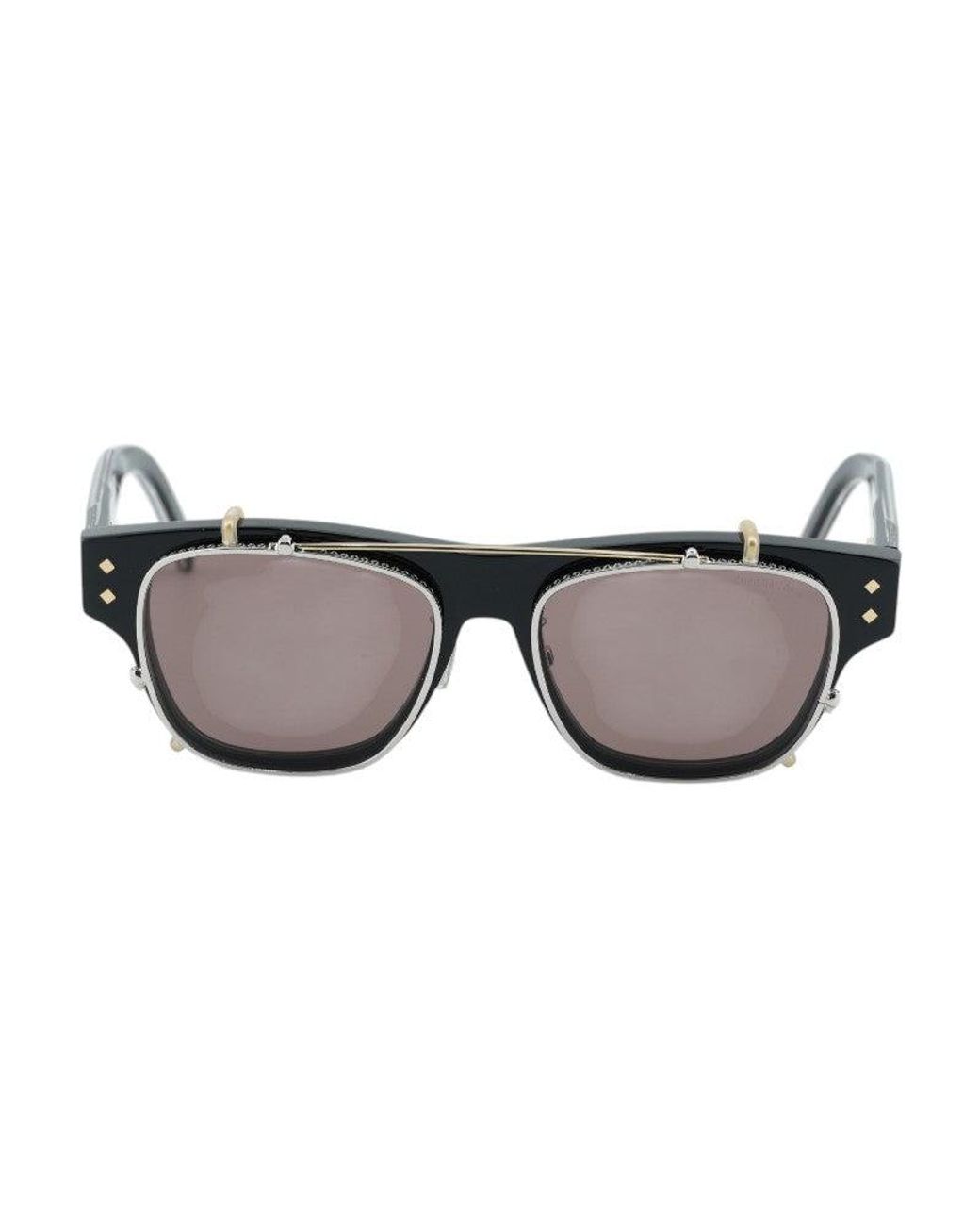 Dior Black Eyeglasses Square Full Rim, Shiny Frame And Clear With Magnetic Clip-On Lens Cddiamondos10F10Bb Default Title for men