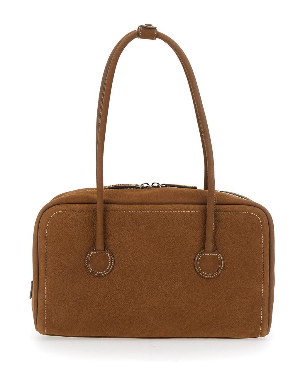 MARGE SHERWOOD Brown Shoulder Bag Soft Boston With Leather Top Closure For Cow
