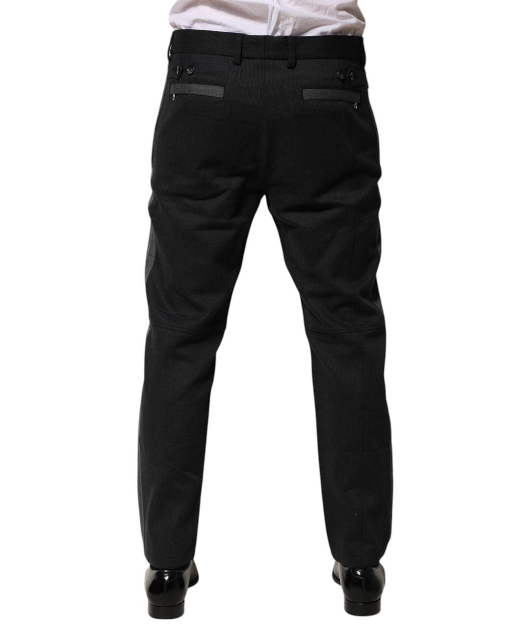 Dolce & Gabbana Black Cotton Dress Formal Trouser Pants And Wool Silk Elastane for men