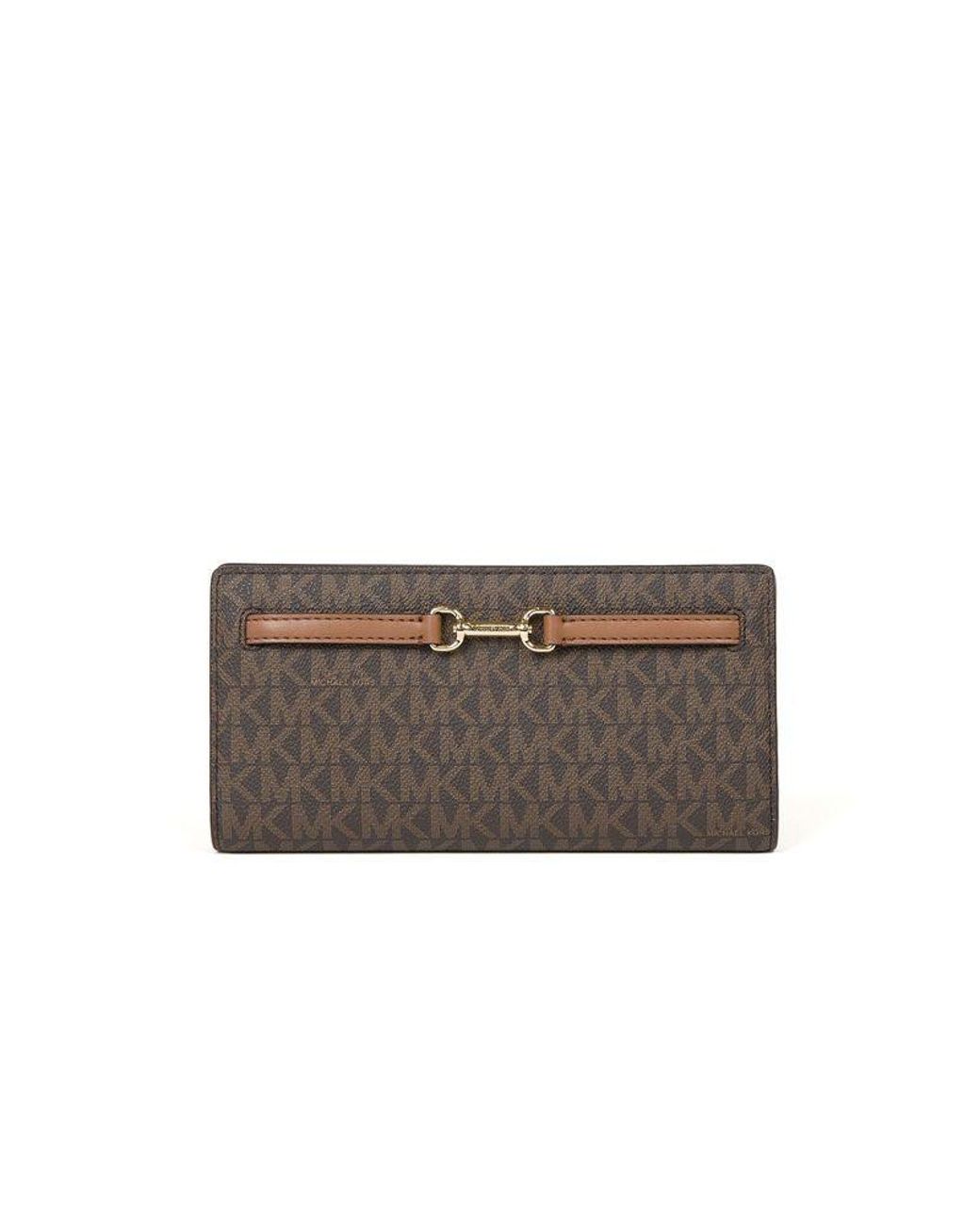 Michael Kors Brown Michael Kors Logo Snap Closure Wallet