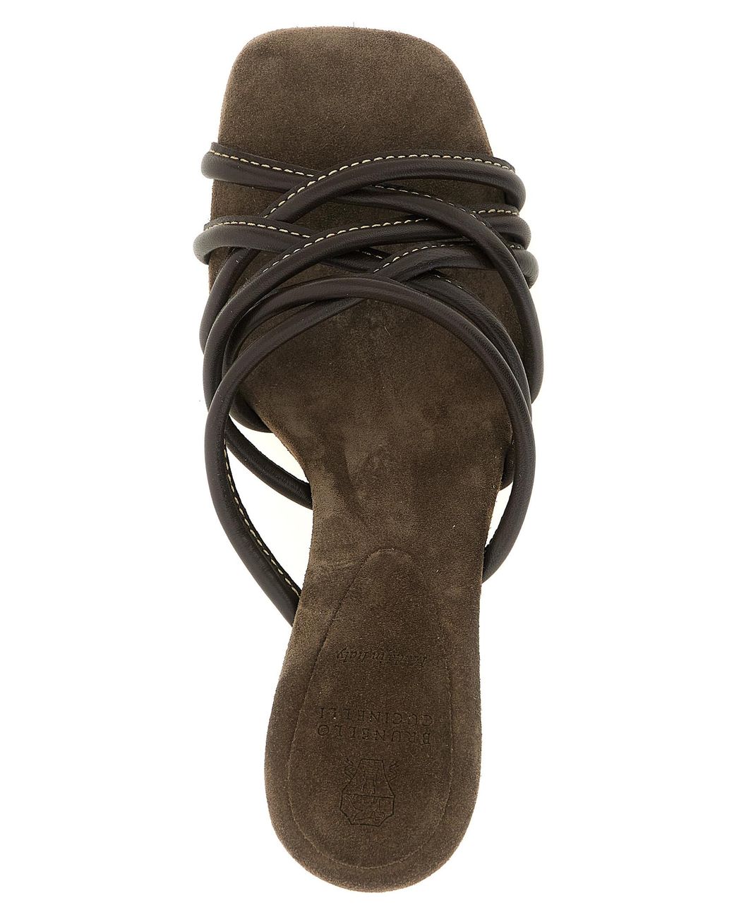 Brunello Cucinelli Brown Leather Stiletto Heel Sandals