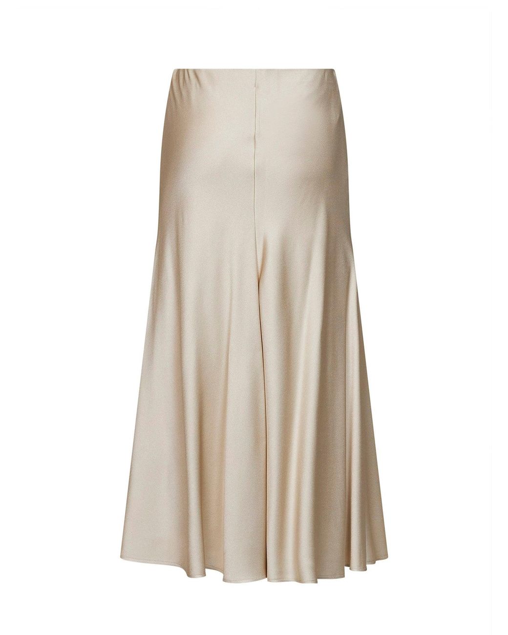 Brunello Cucinelli Natural Milky Satin Cady Pencil Fluid Midi Skirt